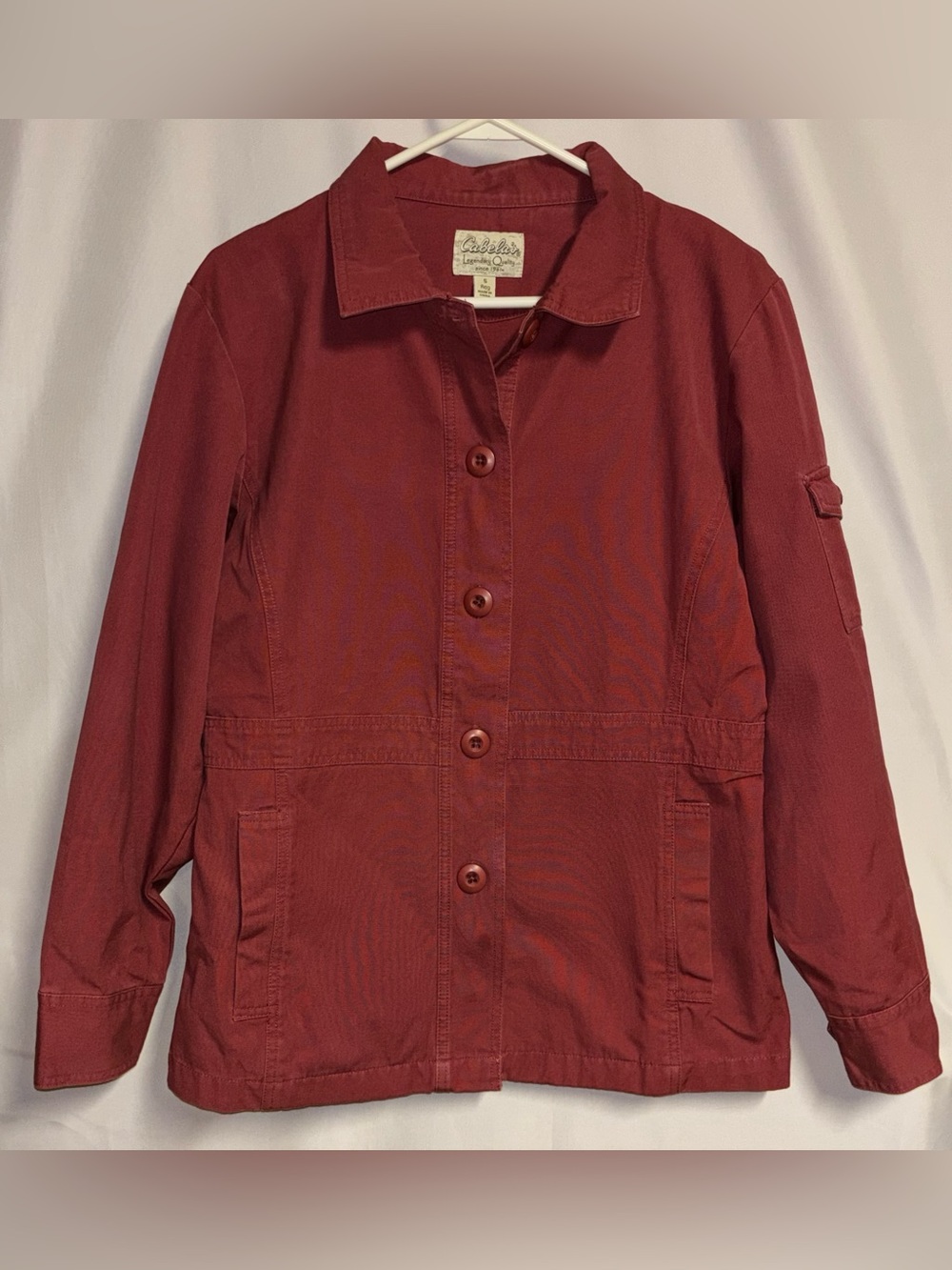 Cabela's Womens Red Canvas Utility Button Front Barn Jacket Size S